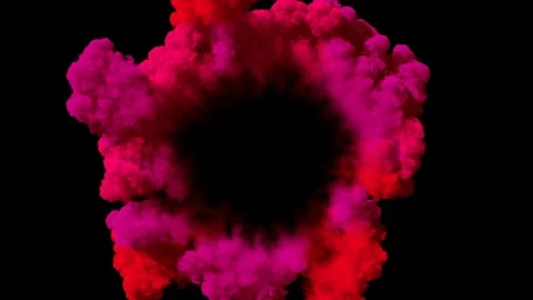 Colored smoke puff spreading concentrically outwards / Gunshot smoke / Shockwave Stock Footage 93871153