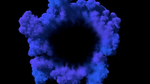 Colored smoke puff spreading concentrically outwards / Gunshot smoke / Shockwave Stock Footage 93888885
