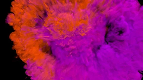 Colored smoke puff towards the camera, smoke hits camera's lense. Stock Footage 82433733