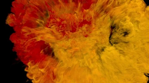 Colored smoke puff towards the camera, smoke hits camera's lense. Video stock 82443349