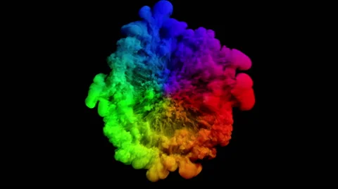 Colored smoke radial explosion on black 库存影片 64379004