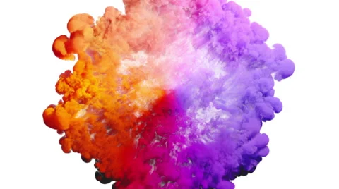 Colored smoke radial explosion on white Stock Footage 64400163