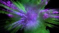 Colored Smoky Explosion, With Trails, Explodes Towards The Camera. Stock Footage