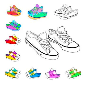 Colored sneakers sketch Illustrazione stock