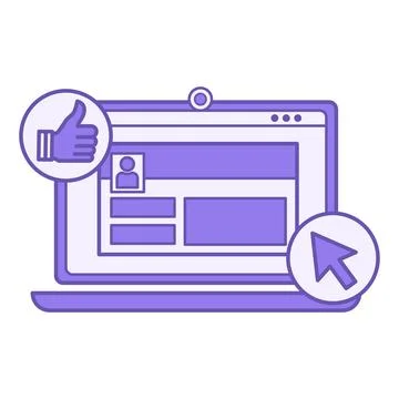 Colored Social Media Icon. Vector Icon. Maintaining Pages on Social Network.. Stock Illustration
