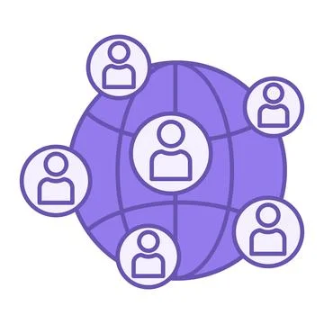 Colored Social Network Icon. Vector Icon of People on the Planet Who are Un.. Stock Illustration