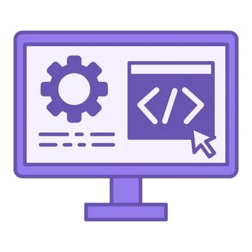 Colored Software Development Icon. Vector Illustration. Computer, Gear, Mou.. Stockillustratie
