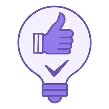 Colored Solution Icon. Vector Illustration. Light Bulb and Thumbs Up, Like... Illustrazione stock