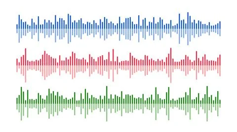 Colored sound wave bars set. Music, podcast, audio track samples or voice Stock Illustration