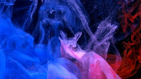 Colored space background. Blue, white and red watercolor ink in water Stock-Footage 124065291