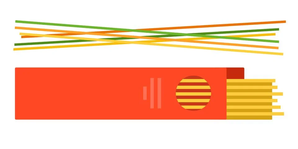 Colored spaghetti with spaghetti in a box vector flat isolated Stock Illustration