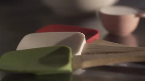 Colored Spatulas Stock Footage 137288254