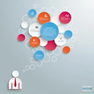 Colored speech bubble circles businessman Stock Illustration