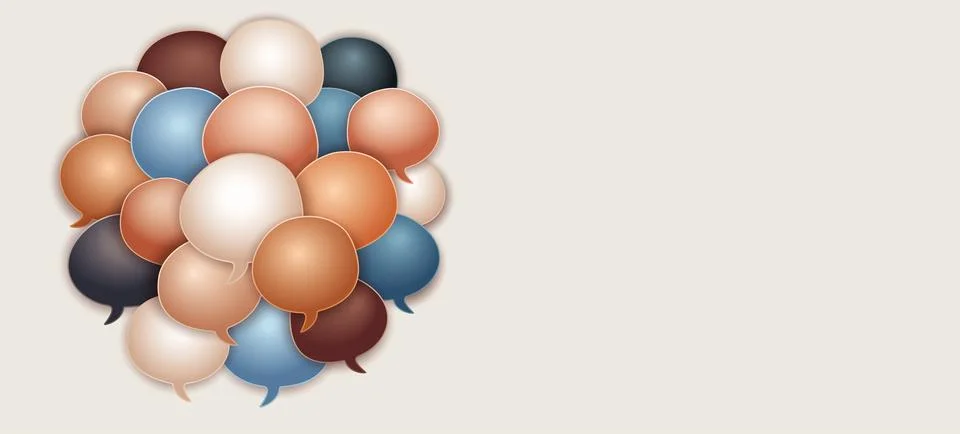 Colored Speech Bubble. Communication and dialogue. Equality inclusion diversity Stock Illustration