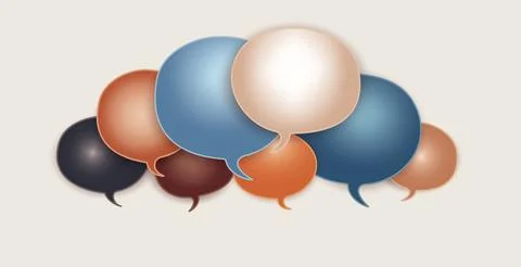 Colored Speech Bubble. Communication and dialogue Colored cloud.Speak - talking Stock Illustration