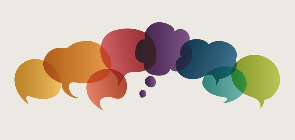 Colored Speech Bubble. Communication and dialogue Colored cloud.Speak - talking Stock Illustration