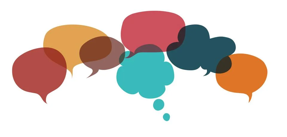 Colored Speech Bubble. Communication and dialogue Colored cloud.Speak - talking Stock Illustration