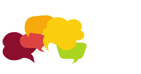Colored speech bubble. Communication concept. Social network. Colored cloud. Stock Footage 148219939