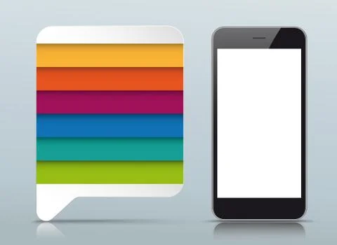 Colored Speech Bubble Gray Mirror 6 Options Smartphone Illustrazione stock