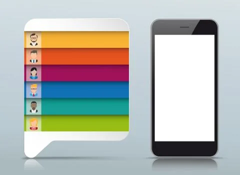 Colored Speech Bubble Humans 6 Options Smartphone Illustrazione stock