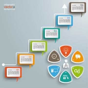 Colored speech bubble steps timeline Stock Illustration