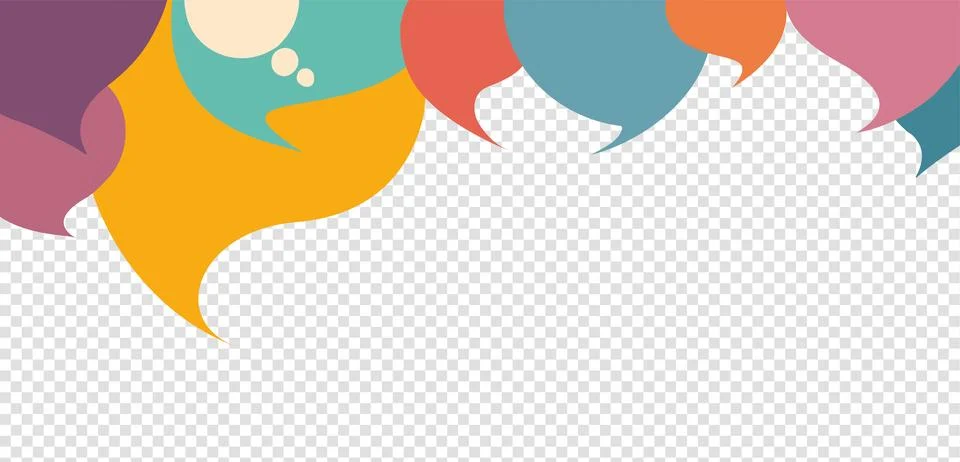 Colored Speech Bubble on transparent background. Communication.Diversity concept Illustrazione stock