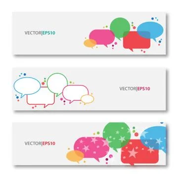 Colored speech bubble with vector banners Stock Illustration