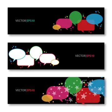 Colored speech bubble with vector banners Stock Illustration