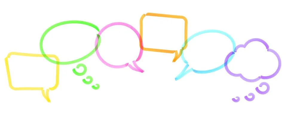 Colored speech bubbles drawn with highlighter Stock Illustration