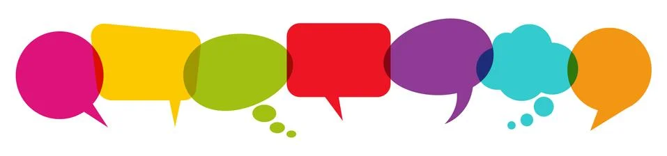 Colored speech bubbles in a row Stock Illustration