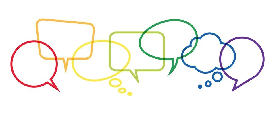 Colored speech bubbles in a row Stock Illustration