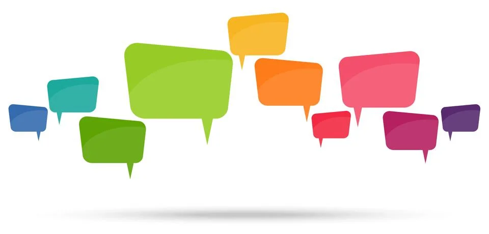 Colored speech bubbles in a row Stock Illustration