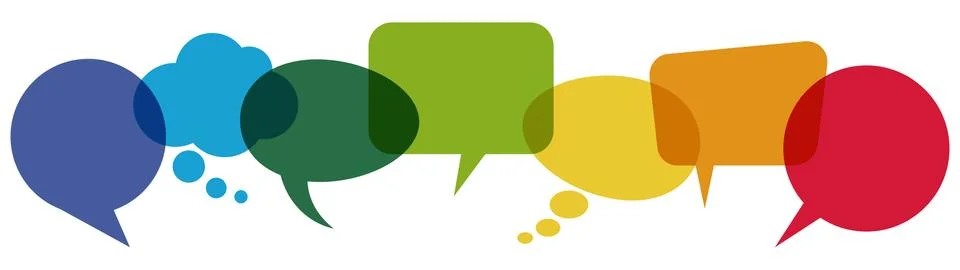 Colored speech bubbles in a row Stock Illustration