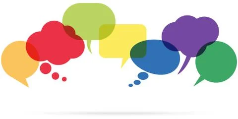 Colored speech bubbles in a row Stock Illustration