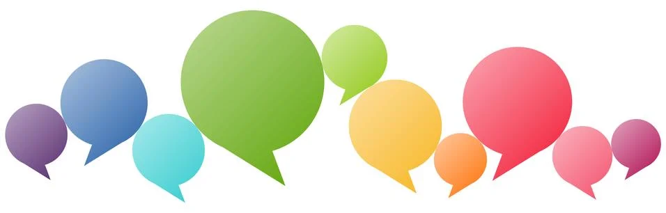 Colored speech bubbles in a row Stock Illustration