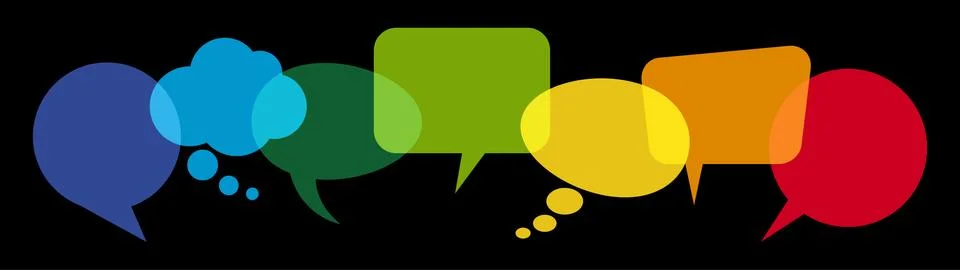 Colored speech bubbles in a row Stock Illustration