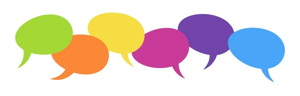 Colored speech bubbles in a row Stock Illustration