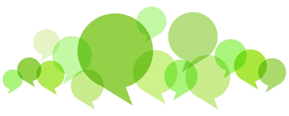 Colored speech bubbles in a row Stock Illustration