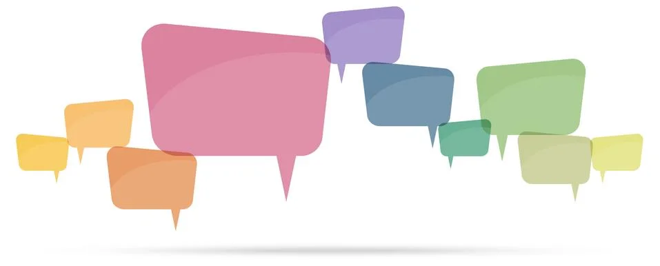Colored speech bubbles in a row Stock Illustration