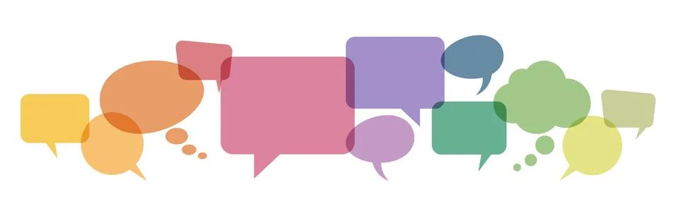 Colored speech bubbles row Stock Illustration