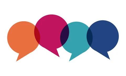 Colored speech bubbles in a row Stock Illustration