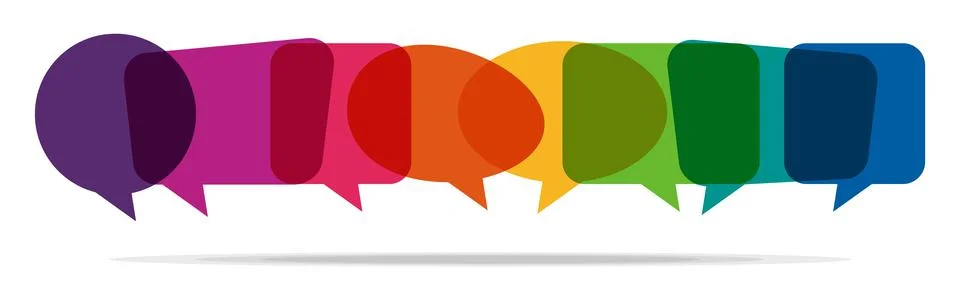 Colored speech bubbles in a row Stock Illustration