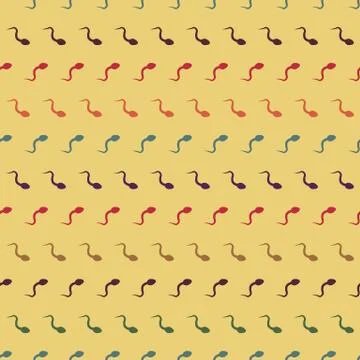 The colored sperm seamless pattern background. Spermatozoa. Stock Illustration