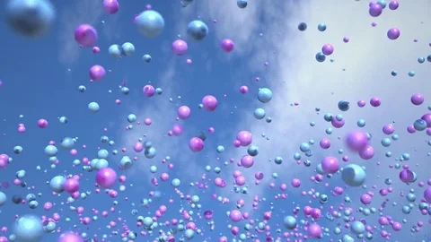 Colored spheres falling from the sky. Stock Footage 84819234