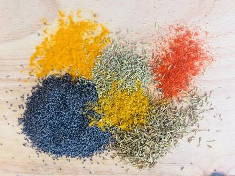 Colored spices Stock Photos