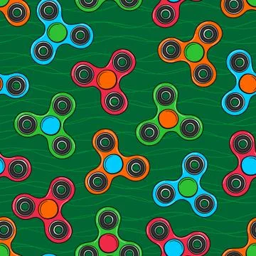 Colored spinners. Hand drawn seamless background. Stock Illustration
