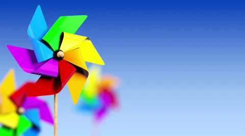 Colored Spinning Pinwheel in the Wind Stock Footage 25897794