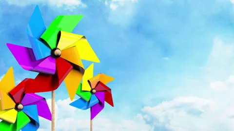 Colored Spinning Pinwheels on the Sky Stock Footage 26051428