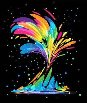 Colored splash on black Stock Illustration