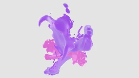 Colored splashes in abstract shape, isolated on white background. 3d rendering. Stock Illustration